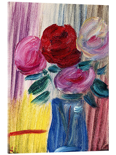 Acrylglasbild Blumen in blauer Vase