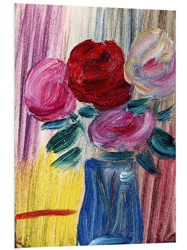 Print på skumplade Flowers in a blue vase