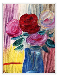 Poster Blumen in blauer Vase