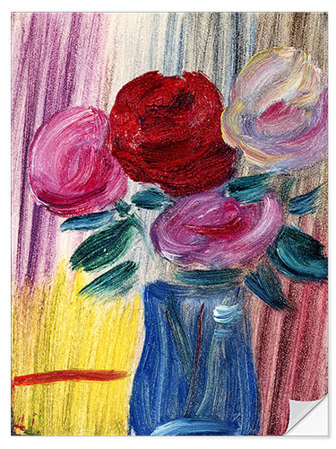 Selvklebende plakat Flowers in a blue vase