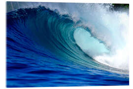 Acrylglasbild  Große blaue tropische Insel Surfwelle - Paul Kennedy