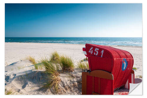 Selvklebende plakat Red beach chair with a view