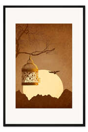 Gerahmter Kunstdruck Freiheit vom goldenen Käfig