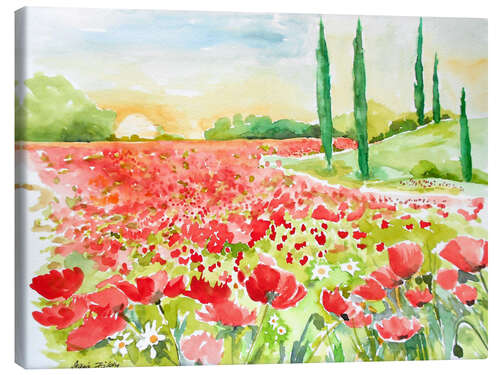 Stampa su tela Field of poppies