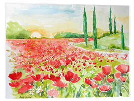 Tableau en PVC Champ de coquelicots, peinture