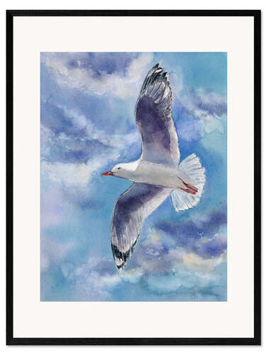 Inramat konsttryck Seagull