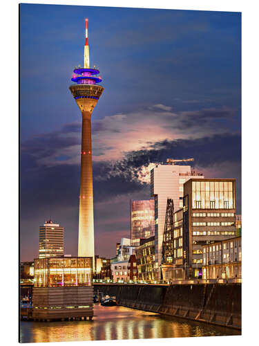 Cuadro de aluminio Dusseldorf media harbor at night