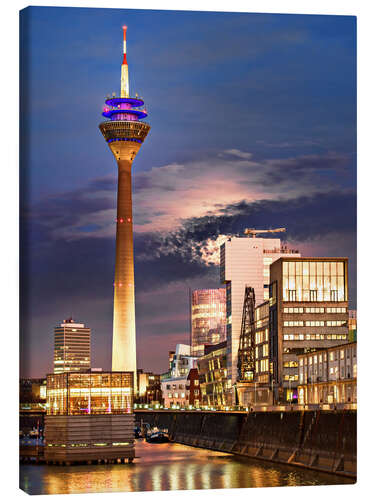 Lærredsbillede Dusseldorf media harbor at night