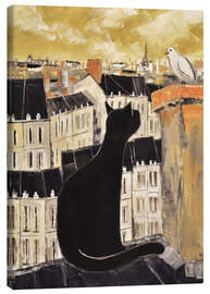 Canvas print Cat and dove in Paris