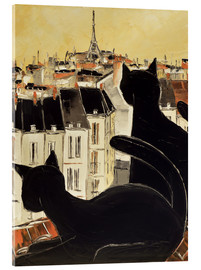 Acrylglasbild  Schwarze Katzen auf Pariser Dach - JIEL