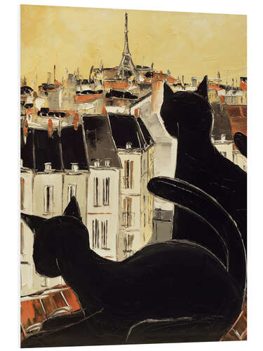 Stampa su PVC Black cats on Parisian roof