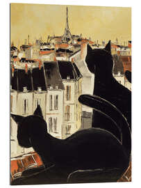 Quadro em plexi-alumínio Black cats on Parisian roof