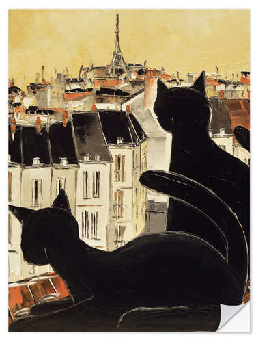 Wall sticker Black cats on Parisian roof