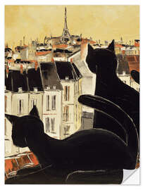 Naklejka na ścianę Black cats on Parisian roof