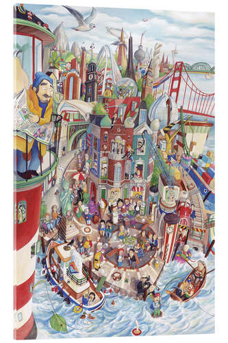 Akrylglastavla Search and Find: City by the Sea