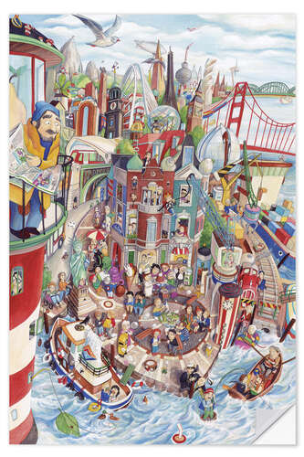 Autocolante decorativo Objeto escondido: Cidade à beira-mar