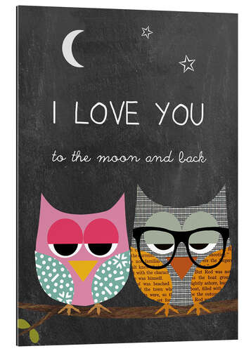 Gallery print Owls - I love you to the moon and back