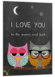 Magnettafel Eulen - I love you to the moon and back
