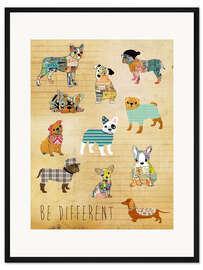 Gerahmter Kunstdruck Hunde - be different