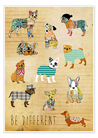 Wall print  be different dogs - GreenNest