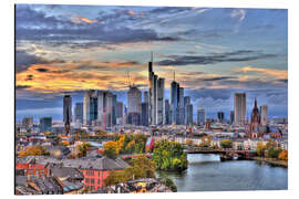Magnettafel Frankfurter Skyline im Abendlicht - HDR