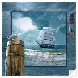 Wall sticker Collage With Sailing Ship