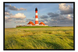 Gerahmter Kunstdruck Leuchtturm Westerheversand III