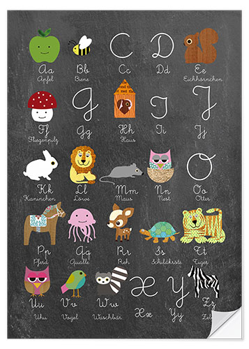 Selvklebende plakat Learn abc on chalkboard