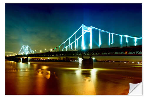 Självhäftande poster Bridge over River Rhine