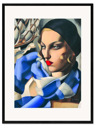 Impresión de arte enmarcada La bufanda azul