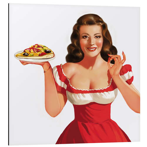 Aluminiumtavla the girl with a pizza