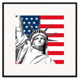 Inramat konsttryck statue of liberty