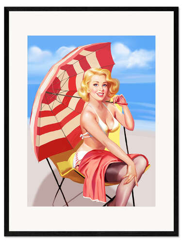Gerahmter Kunstdruck Marilyn Monroe am Strand