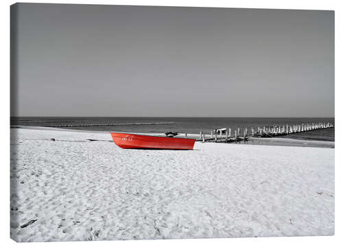 Lienzo Barca roja en la playa