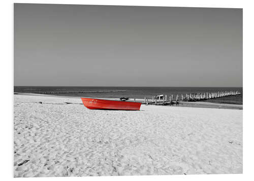 Foam board print Red boat on the beach