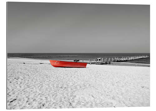 Tableau en plexi-alu Bateau rouge sur la plage