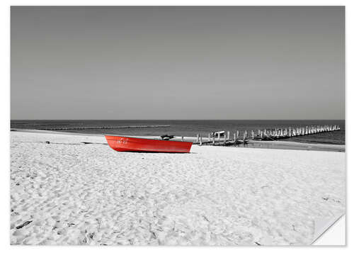 Wall sticker Red boat on the beach