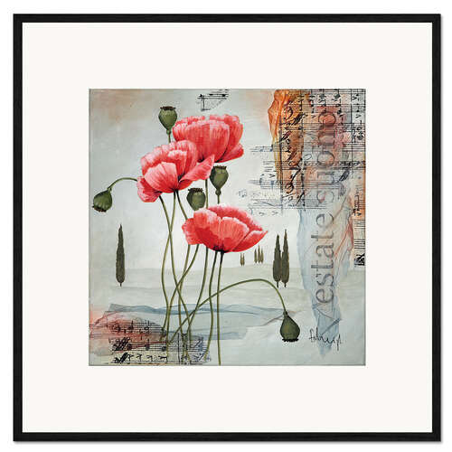 Inramat konsttryck Poppies
