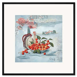 Gerahmter Kunstdruck Stillleben mit Kirschen