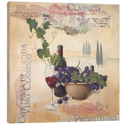 Hout print Vino classico