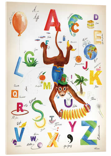 Acrylglas print ABC Alphabet animals, colours and more