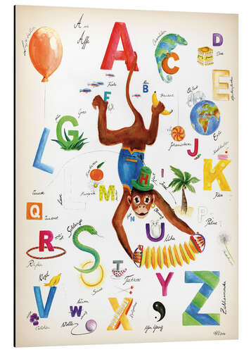 Print på aluminium ABC Alphabet animals, colours and more