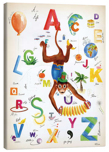 Canvastavla ABC Alphabet animals, colours and more