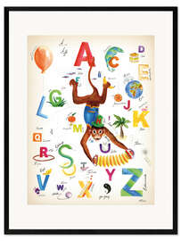 Impression artistique encadrée Alphabet des animaux et couleurs (allemand)