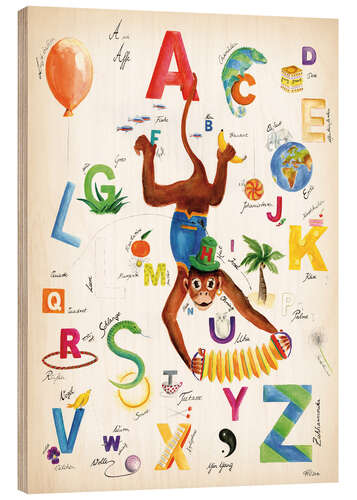 Wood print ABC Alphabet animals, colours and more