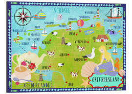 Magnettafel Bunte Karte Ostfriesland