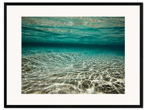Plakat artystyczny premium w ramie Underwater view of tropical green lagoon, Raja Ampat