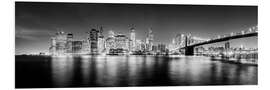 Foam board print New York City skyline by night (Monochrome)