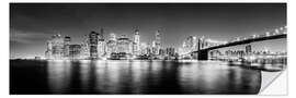 Naklejka na ścianę New York City skyline by night (Monochrome)