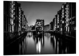 Gallery print Hamburg by night (monochrome)